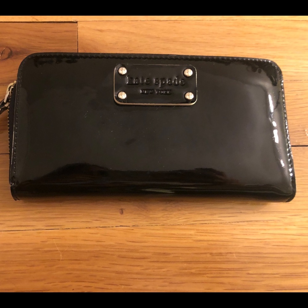 Black patent leather Kate Spade wallet